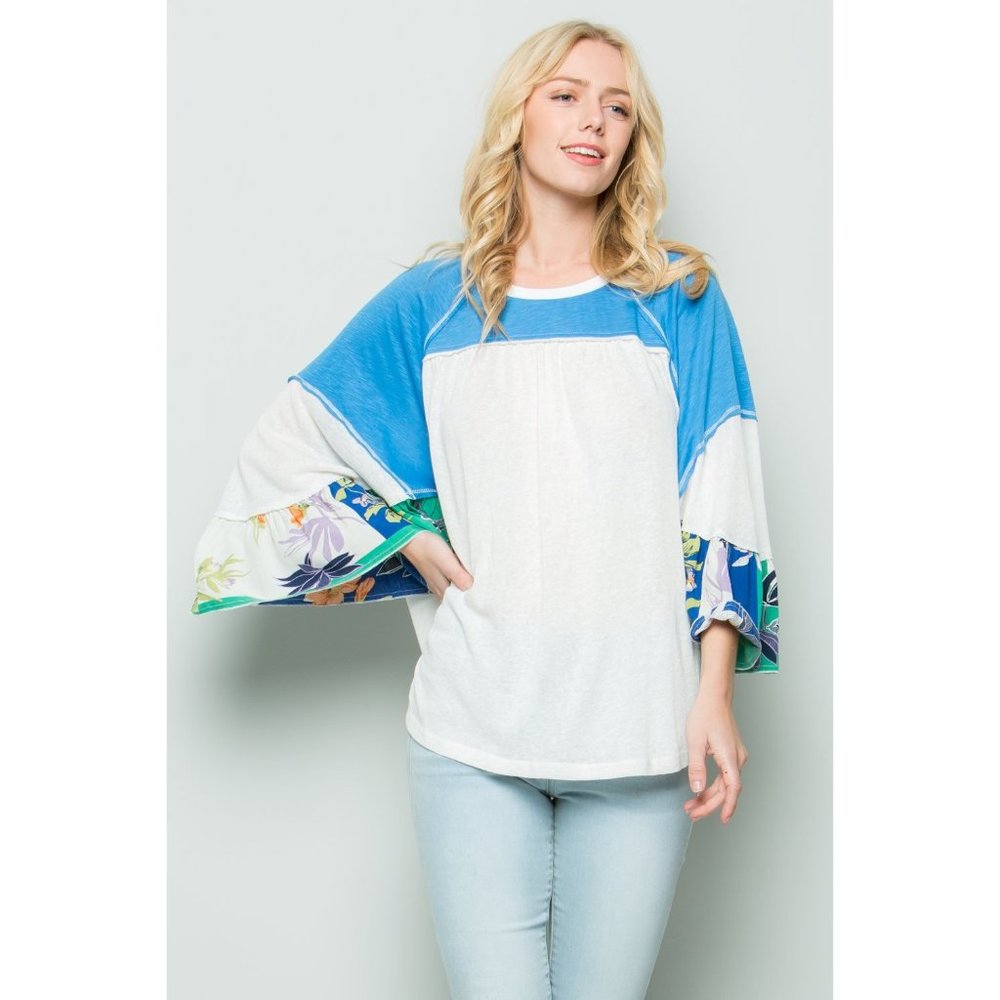 See and Be Seen Color Block Top, Blue